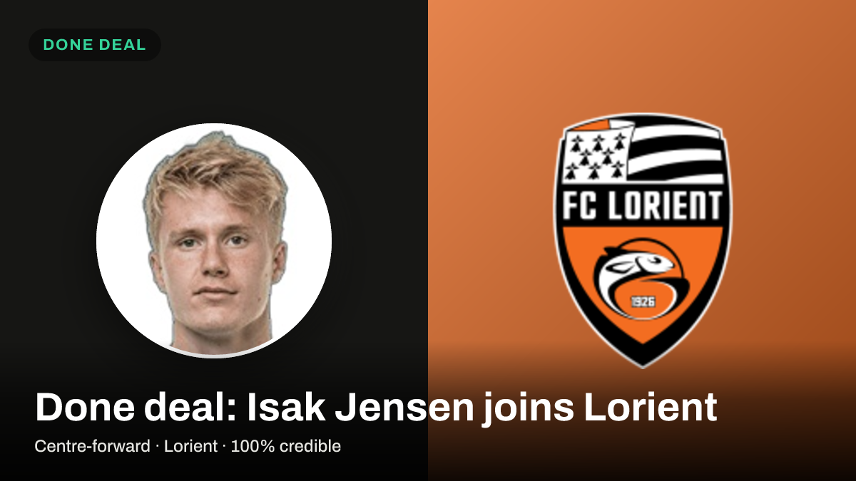 Isak Jensen to Lorient - Transfer Confirmed, Fee & Details | Field Insider