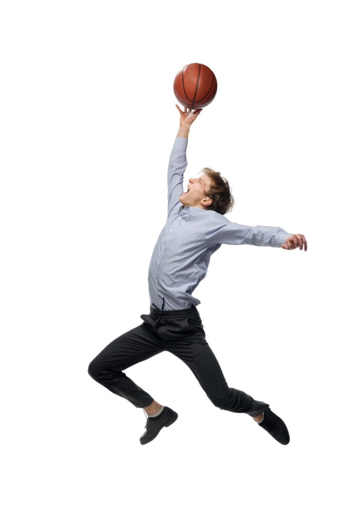 Basketball- Man jumping to take a shot
