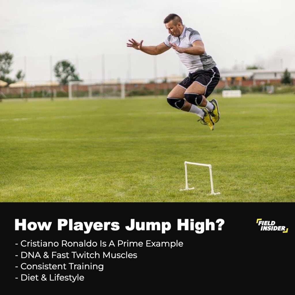 footballers jump high